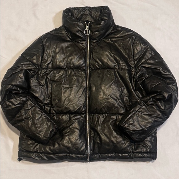Collection B Jackets & Blazers - CollectiOn b Black Faux Leather Puffer Jacket – Size L